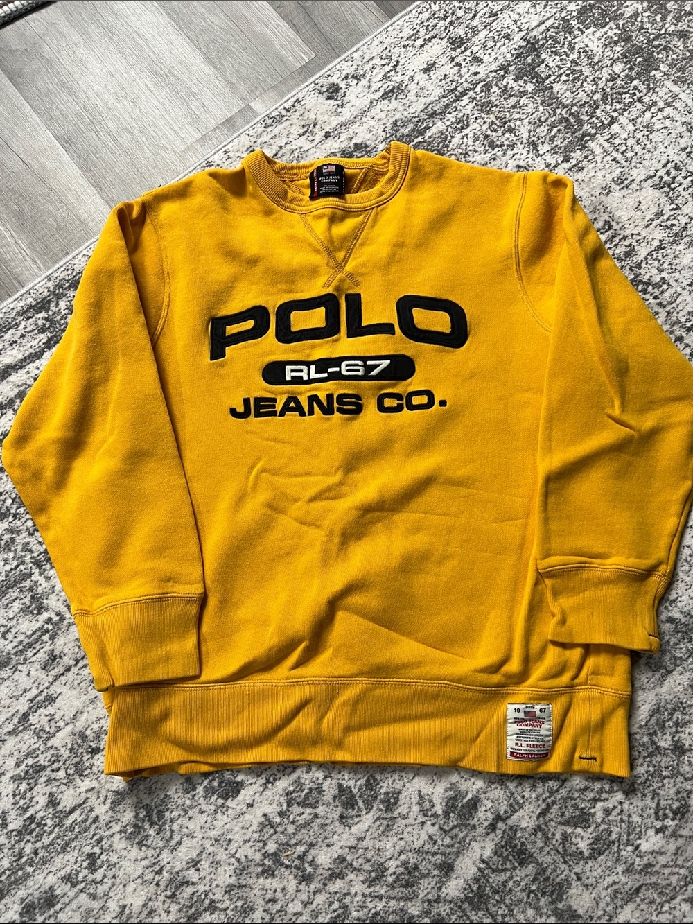 Polo by Ralph Lauren Yellow Crewneck Sweatshirt with Black Logo